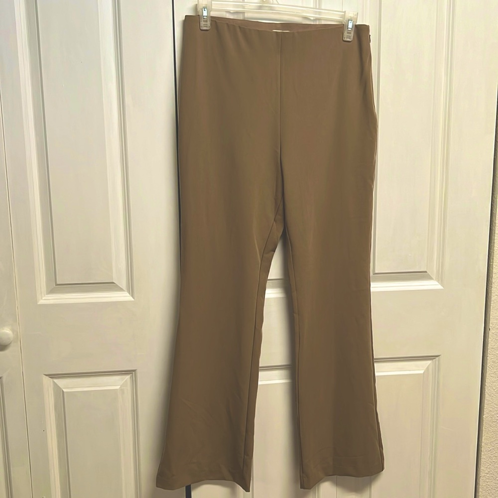 H&M Mushroom Green High Rise Wide Leg Dress Pants Size 14